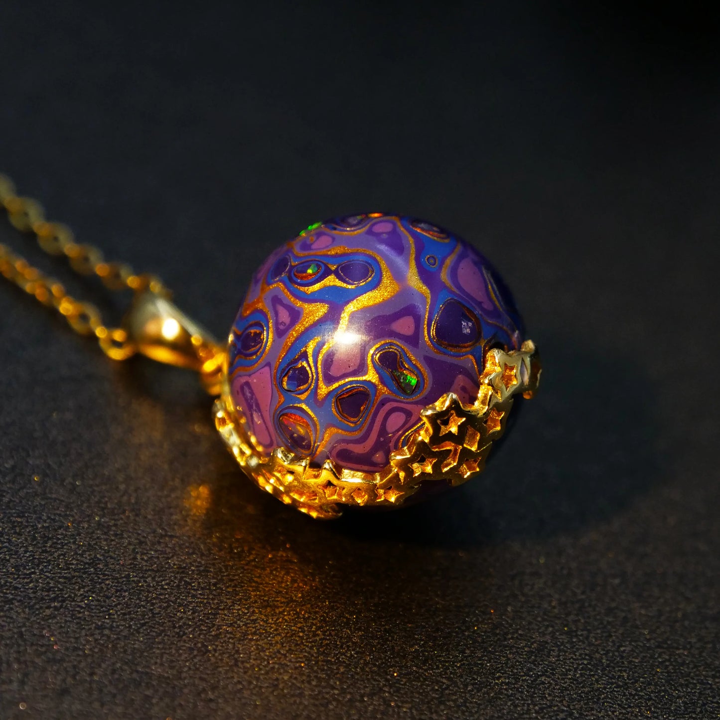 Purple lacquer beads light luxury with high-quality copper gilding, lacquer art, lacquer wood beads, women's pendant necklace