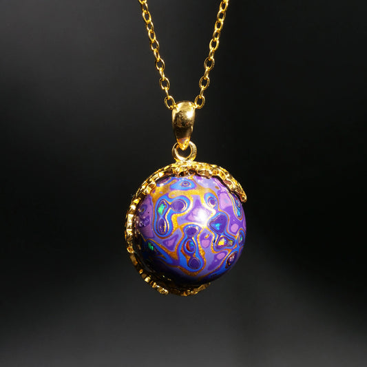 Purple lacquer beads light luxury with high-quality copper gilding, lacquer art, lacquer wood beads, women's pendant necklace