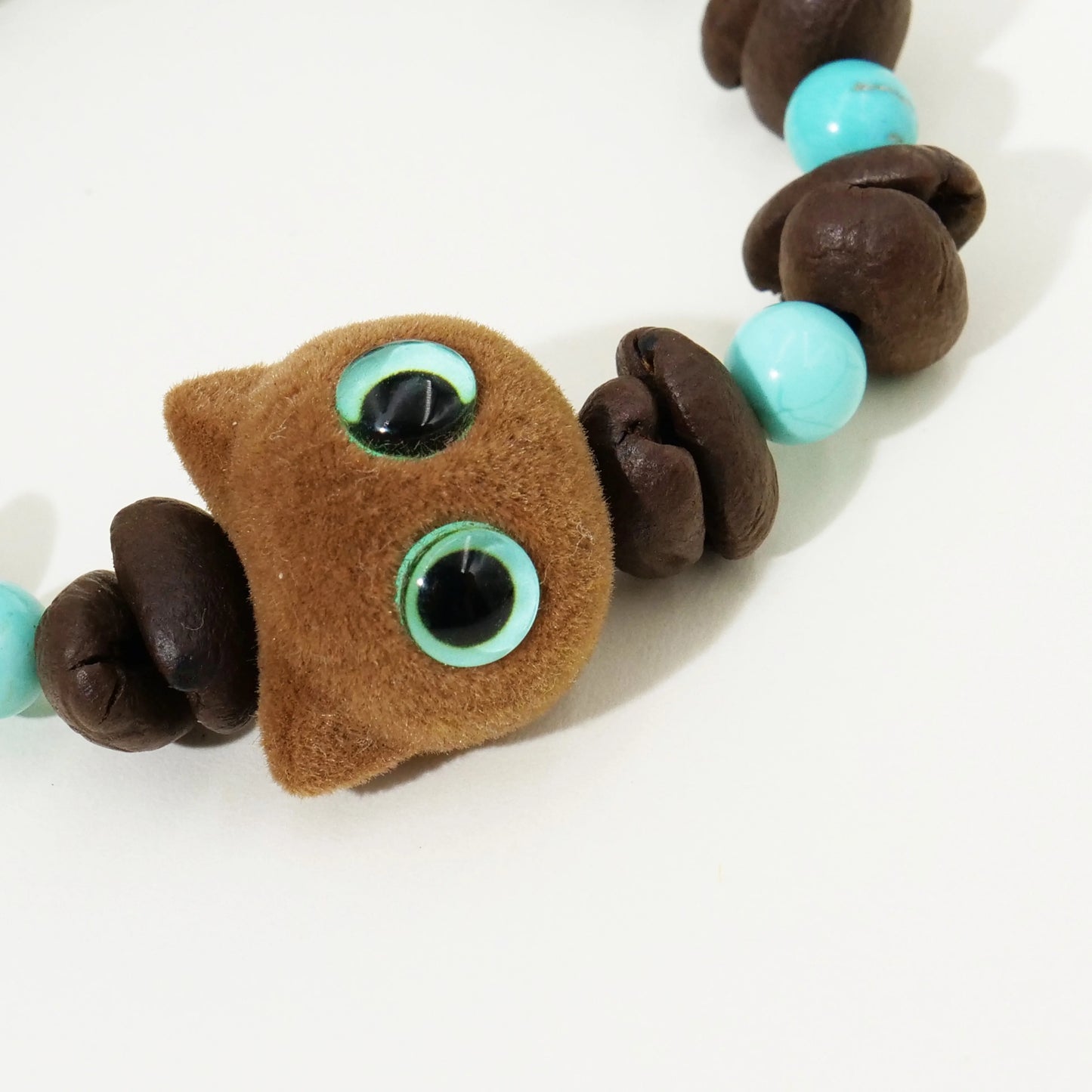 Cute cat shape coffee beans woven blue bracelet, refreshing to talk about the aroma of coffee beans