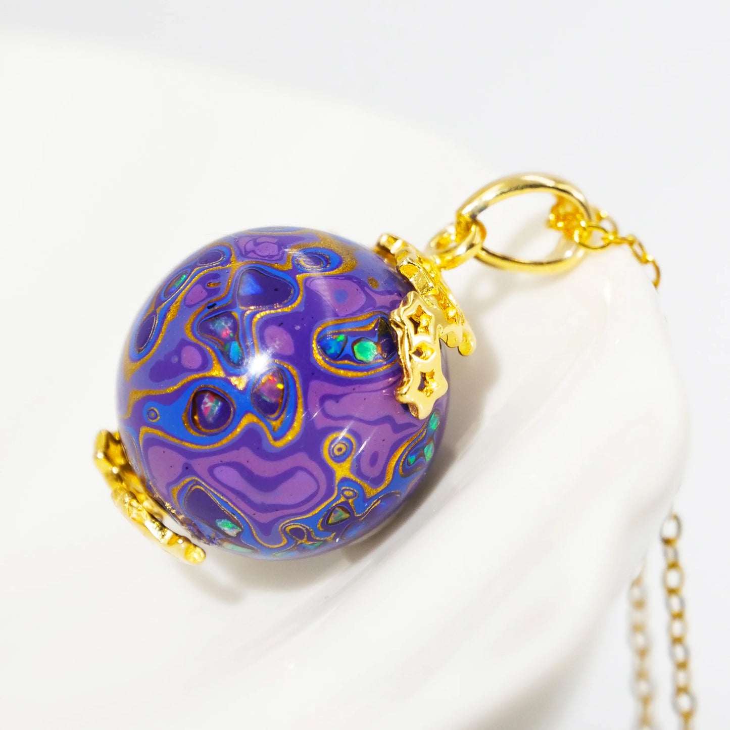 Purple lacquer beads light luxury with high-quality copper gilding, lacquer art, lacquer wood beads, women's pendant necklace