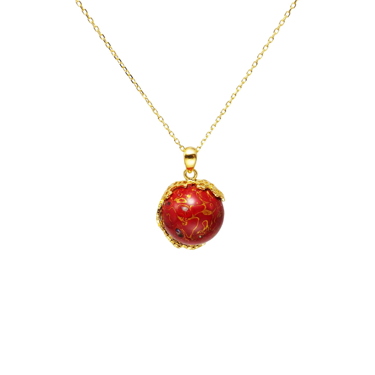 Vermilion paint beads light luxury with high quality copper bronzing, lacquer art, women's pendant necklace