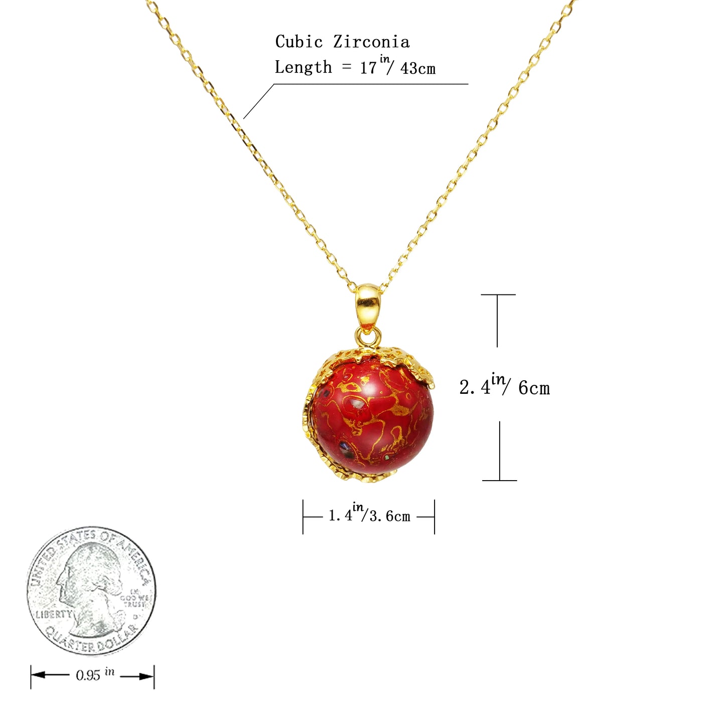 Vermilion paint beads light luxury with high quality copper bronzing, lacquer art, women's pendant necklace