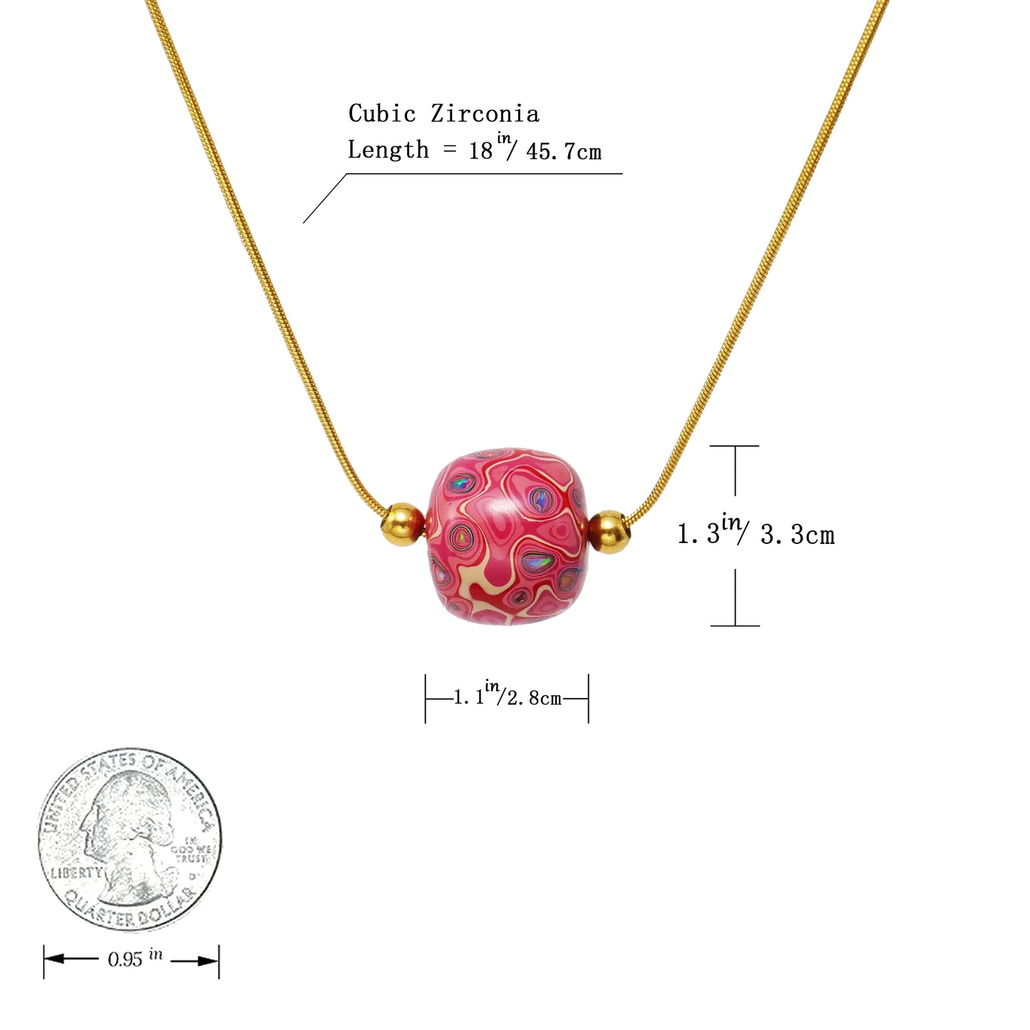 Pink lady lacquer bead pendant necklace, high quality copper gold plated, lacquer art, lacquer wood bead, exquisite