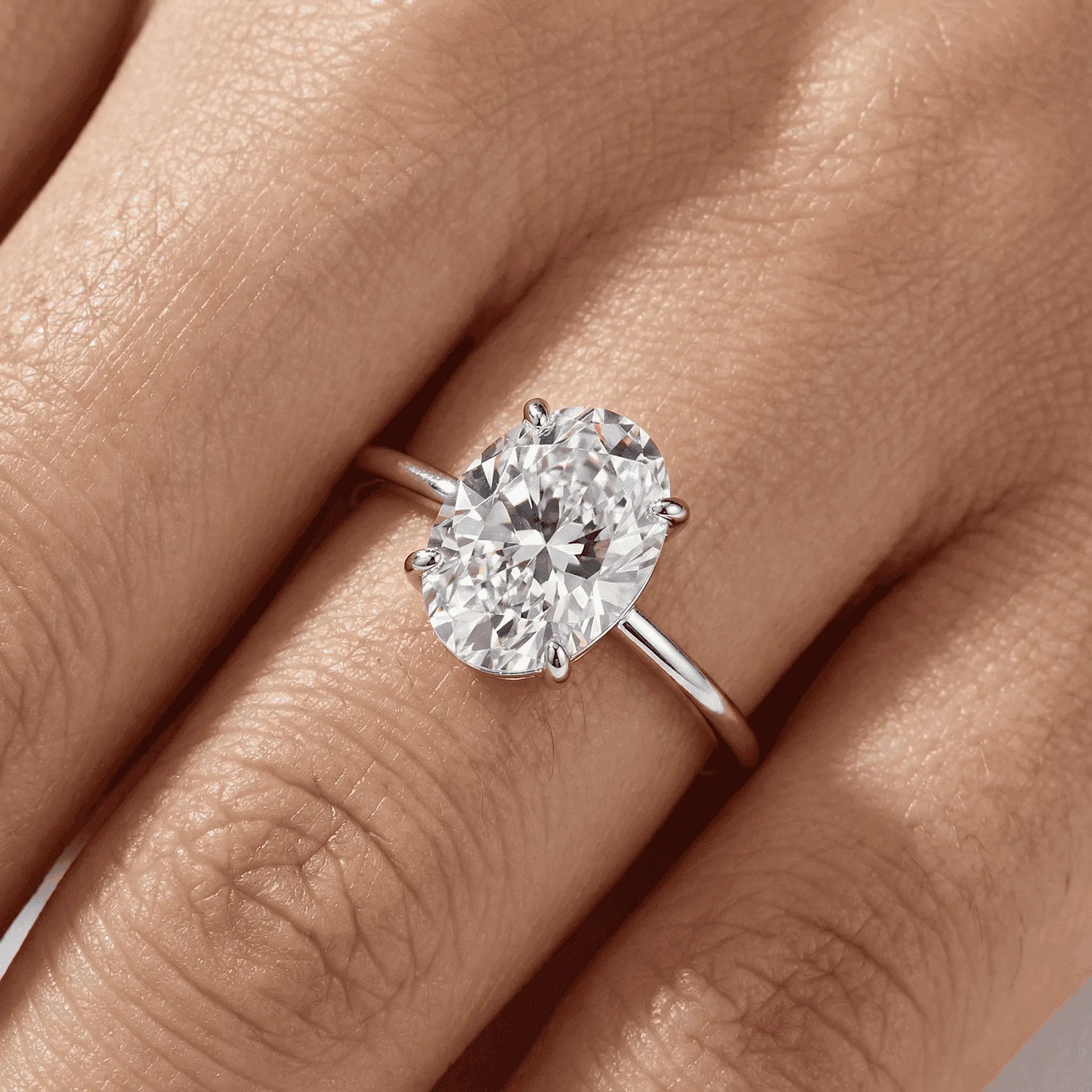 Radiant Moissanite Three-Stone Ring detail